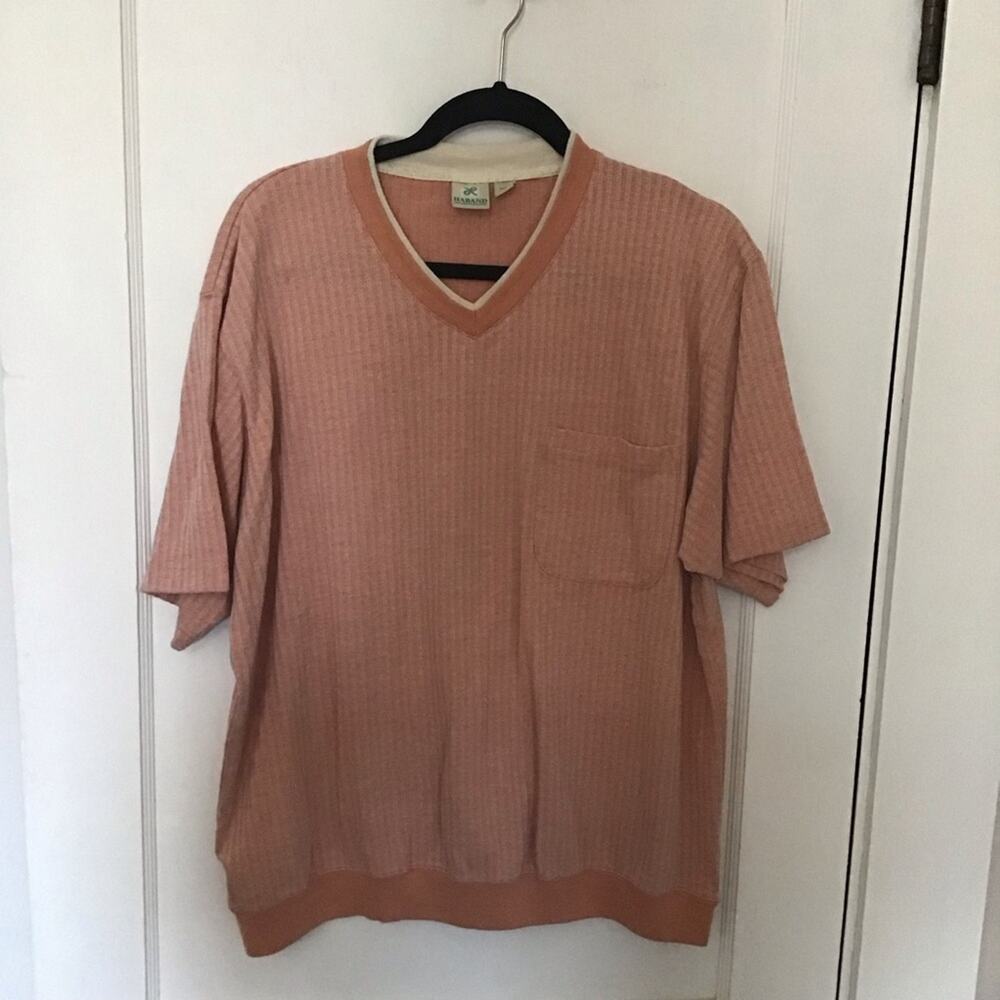 Vintage Haband coral v-neck pullover short sleeve top xl